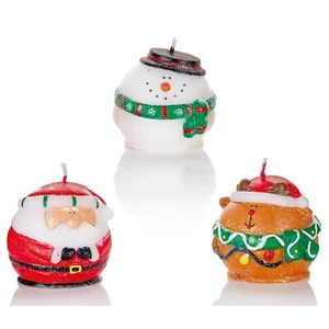Christmas Candles Table Decorations Set of 3 Santa, Snowman & Reindeer AC205434 - Picture 1 of 4