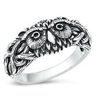 Owl Hooter Protection Fancy Unique Ring New .925 Sterling Silver Band Sizes 6-12