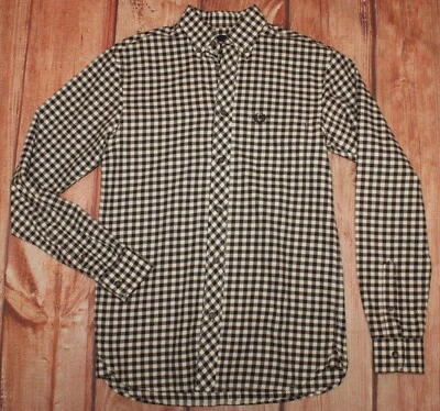 Fred Perry Men's Shirt XS Brown Check Long Sleeve Cotton Casual Button-Up - Image 1 of 4