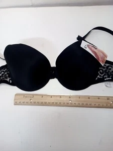 Black Tshirt Bra Underwired 36b Adjustable Straps, And Back Closure - Picture 1 of 4