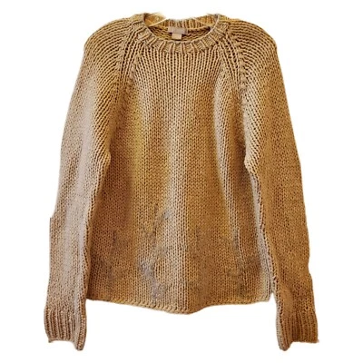 Suéter Pesado De Colección J Crew 100% Lana de Cordero Tejido a Mano Gris Crema Detalle Floral Talla S Foto 1 de 4