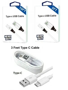 Type C USB Data Sync Charger Cable f Samsung Galaxy Note 8 9 S8 S9, S10 LG HTC - Picture 1 of 7