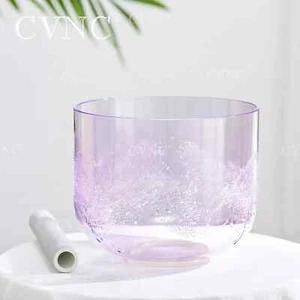 CVNC 432Hz 7'' E4 Amethyst design Crystal Singing Bowl for Yoga Sound Healing - Picture 1 of 5