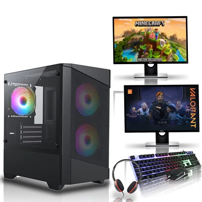 Dual Moniter PC Para Jugar Lote Quad Core i7 16GB RAM 1TB+ 256GB SSD Nvidia Gt - Imagen 1 de 4