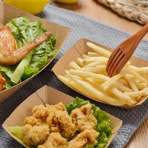 Bandeja Kraft Comida Fría y Caliente Snacks Barco Bandejas Biodegradable Caja de Comidas para Llevar Nuevo - Imagen 1 de 7