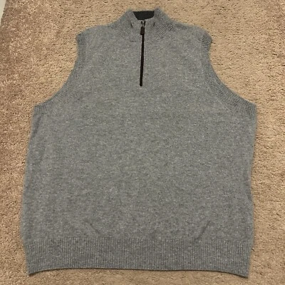 KINROSS 100% CACHEMIR Para hombres 1/4 Cremallera Suéter Chaleco Gris Grande Pullover Foto 1 de 4