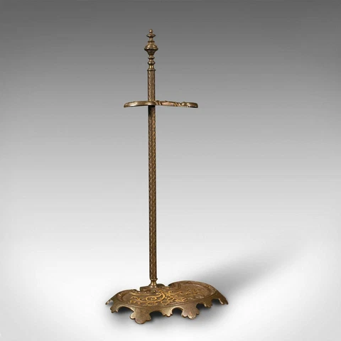 Antique Art Nouveau Stick Stand, French, Brass, Hall, Umbrella Rack, Victorian Cover