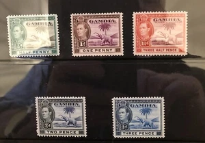 GAMBIA KGVI DEFINITIVES Short set to 3d SG 150,151,152a, 153,154 MLH - Picture 1 of 1