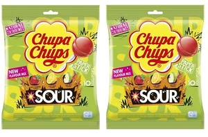 Chupa Chups Sour 10 Bag 10 per pack  PACK OF 2 - Picture 1 of 1