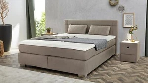 Boxspringbett 180x200 Stoff braun TTFK 7-Zonen H4 Topper System Romana MAX - Bild 1 von 8