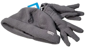Columbia Gray Fleece Hat and Glove Set Youth Size Large L Boulder Springs NWT - Picture 1 of 6