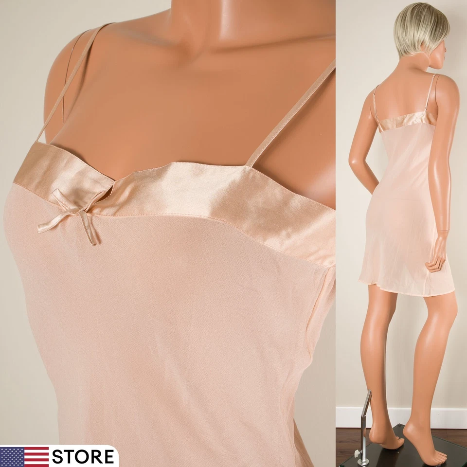 💖 INTIMISSIMI Transparente 100% Seda M Rubor Rosa Vestido Sin Mangas Chemise Babydoll Lencería Foto 1 de 4