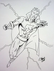SHAZAM DC Comics JONATHAN CARRILLO Signed Hand Penciled Pin-Up 8.5"x11" - Bild 1 von 3