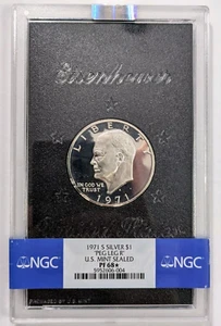 1971-S Eisenhower Silver Dollar IKE NGC PF 68 Star Peg Leg US Mint Sealed Slab - Picture 1 of 11