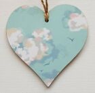 Handmade Wooden Hanging Heart Door Hanger Gorgeous Cath Kidston 'Clouds' Print