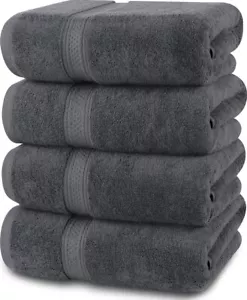 4 Pack Premium Bath Towels Set, (27 x 54 Inches) 100% Ring Spun Cotton 600GSM - Picture 1 of 9