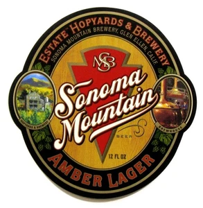 Estate Hopyards & Brewery , Sonoma Mtn. Brewery AMBER LAGER beer label CA 12oz - Picture 1 of 1