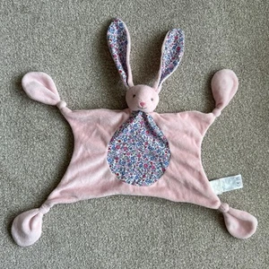 JoJo Maman Bebe Pink Bunny Floral Soft Baby Comforter Blankie gc rabbit π - Picture 1 of 13