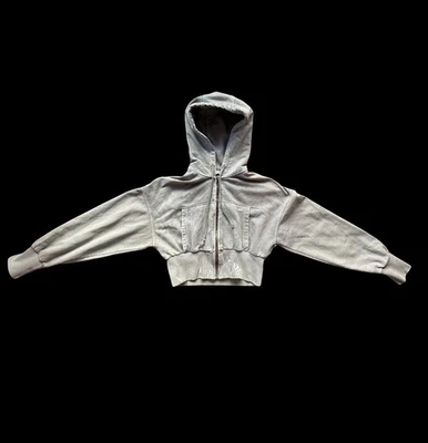 ZARA Sudadera con Capucha Recortada con Cremallera Gris Y2K Talla - S Foto 1 de 4