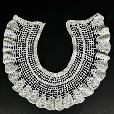 Vintage Handmade Crochet Lace Detachable Collar 20" Length 4" Wide - Image 1 of 4