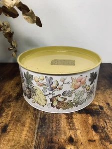 Retro Floral Round Cake Tin Fruit Decor By Giftcharm Made In England - Imagen 1 de 8