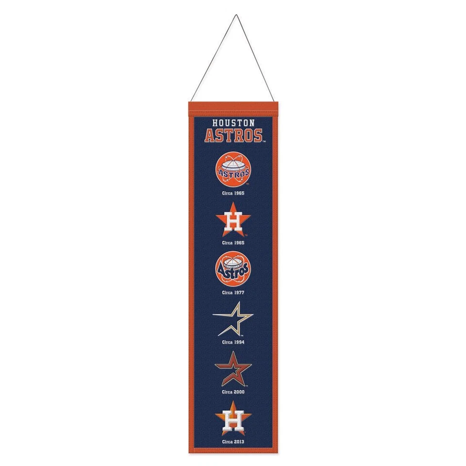 Houston Astros Embroidered Wool Heritage Banner 8"x32" with Dowel/Cord Fanatics