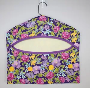 Purple Floral CLOTHES PIN BAG Custom Made Decorative Closet Storage Laundry - Picture 1 of 3