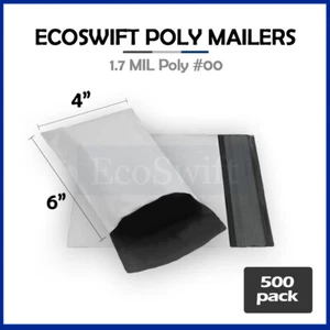 500 Buste Autosigillanti 4 x 5 EcoSwift Bianco Poly Mailers 1,7 MIL - Foto 1 di 5