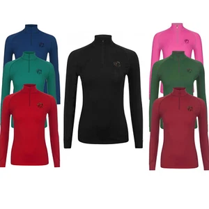 Camisa Pullover Ligera Horse Masters Para Mujer 1/4 Cremallera Manga Larga Montar - Imagen 1 de 9