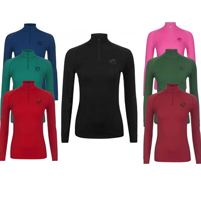 Horse Masters Damen 1/4 Zip Langarm Reiten leichter Pullover Shirt