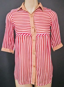 BELLY BLOOM Womens Maternity Blouse Sheer Button Front Cotton Blend Size M NWT - Picture 1 of 8
