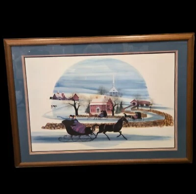 P Buckley Moss 1986 «Moonlight Ride» в рамке печать подписанный номер 137/1000 44» - Изображение 1 из 4