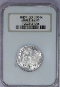 1923A Germany GER. 500M 500 Mark NGC Fatty Sample Old Holder - Picture 1 of 2