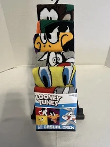 NEW Looney Tunes Bugs Bunny  6 Pair CREW SOCKS Men Size 8-12 Marvin Martian Taz. - Picture 1 of 11