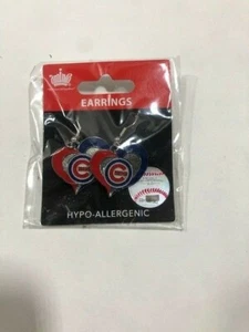 Chicago Cubs MLB Plata Corazón Pendientes Colgantes - Imagen 1 de 2