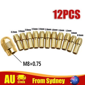 12PCS Brass Drill Chucks Collet Bits 0.5-3.2mm for Dremel Rotary Tool AU Stock B - Picture 1 of 7