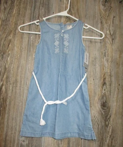 Carters Embroidered Chambray Sleeveless Dress Girls Size 4 NWT Boho Summer - Picture 1 of 8