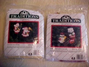 2 kits de adornos de fieltro Traditions 1986 Santa con bolsa y árbol + muñeco de nieve y gatito - Imagen 1 de 4