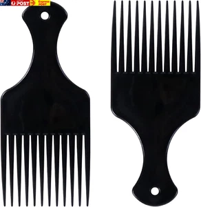 2 Pcs Afro Hair Comb, Black Plastic Afro Hair Comb Hair, Hair Pick Comb, Smooth - Picture 1 of 10