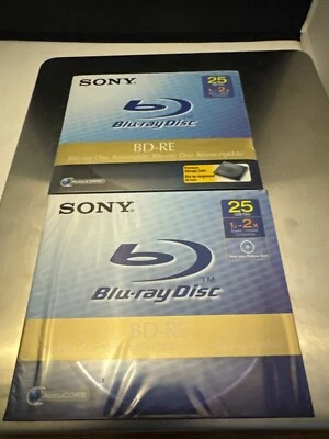 2 SONY Blank Blu-Ray Disc BD-RE 25GB Rewritable Full HD 1080 New SEALED - Image 1 of 2