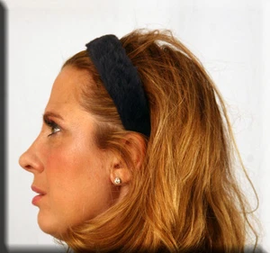 New Navy Blue Sheared Rabbit Fur Hair Band Headband - Efurs4less - Picture 1 of 3
