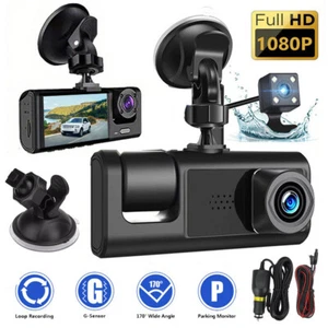 HD 1080P Car Dual Lens Dash Cam Front/Rear/Inside Video Recorder Camera G-sensor - Picture 1 of 14
