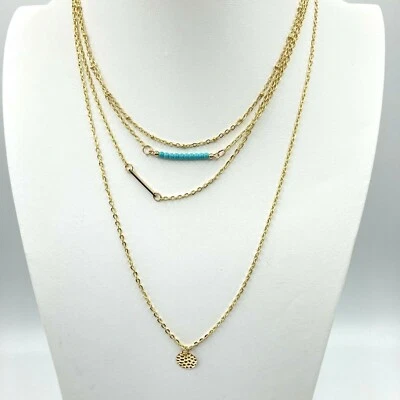 Collar largo boho Jules Smith cadena tono dorado multihilo capas nuevo con etiquetas Foto 1 de 4