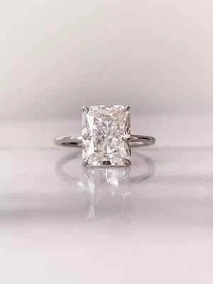 3Ct Radiant Cut Lab Created Diamond Hidden Halo 14K White Gold FN Wedding Ring - Image 1 of 4