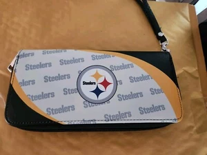 PITTSBURGH STEELERS WOMENS WALLET LADIES WRISTLET ORGANIZER CLUTCH - Picture 1 of 3