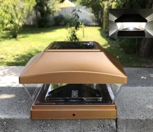 1/2/4/6/8/10/12-Pc Solar Copper Finish 4"/5"/6" Wood&PCV Post Cap SMD LED Light - Picture 1 of 5