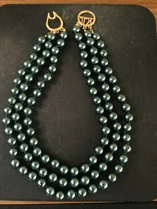 NEW KENNETH JAY LANE DESIGNER 16" CREATED SOUTH SEA BLACK PEARL NECKLACE - Picture 1 of 6