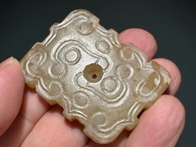 Pingente raro Zhou Dy Old Jade dragão dupla face design "龙纹" "Pei" L 4,8 cm #4 - Imagem 1 de 4