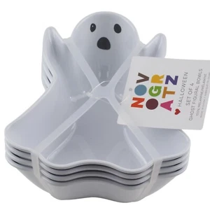 Novogratz Geisterform kleine Dip Leckerli Schalen 4er Set weiß Melamin Halloween - Bild 1 von 2