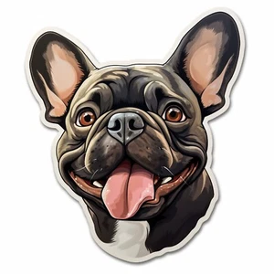 CALCOMANÍA AUTO RIENDO BULLDOG FRANCÉS PEGATINA LAMINADA TAMAÑO PERSONALIZADO DM ME REGALO GRATIS - Imagen 1 de 1
